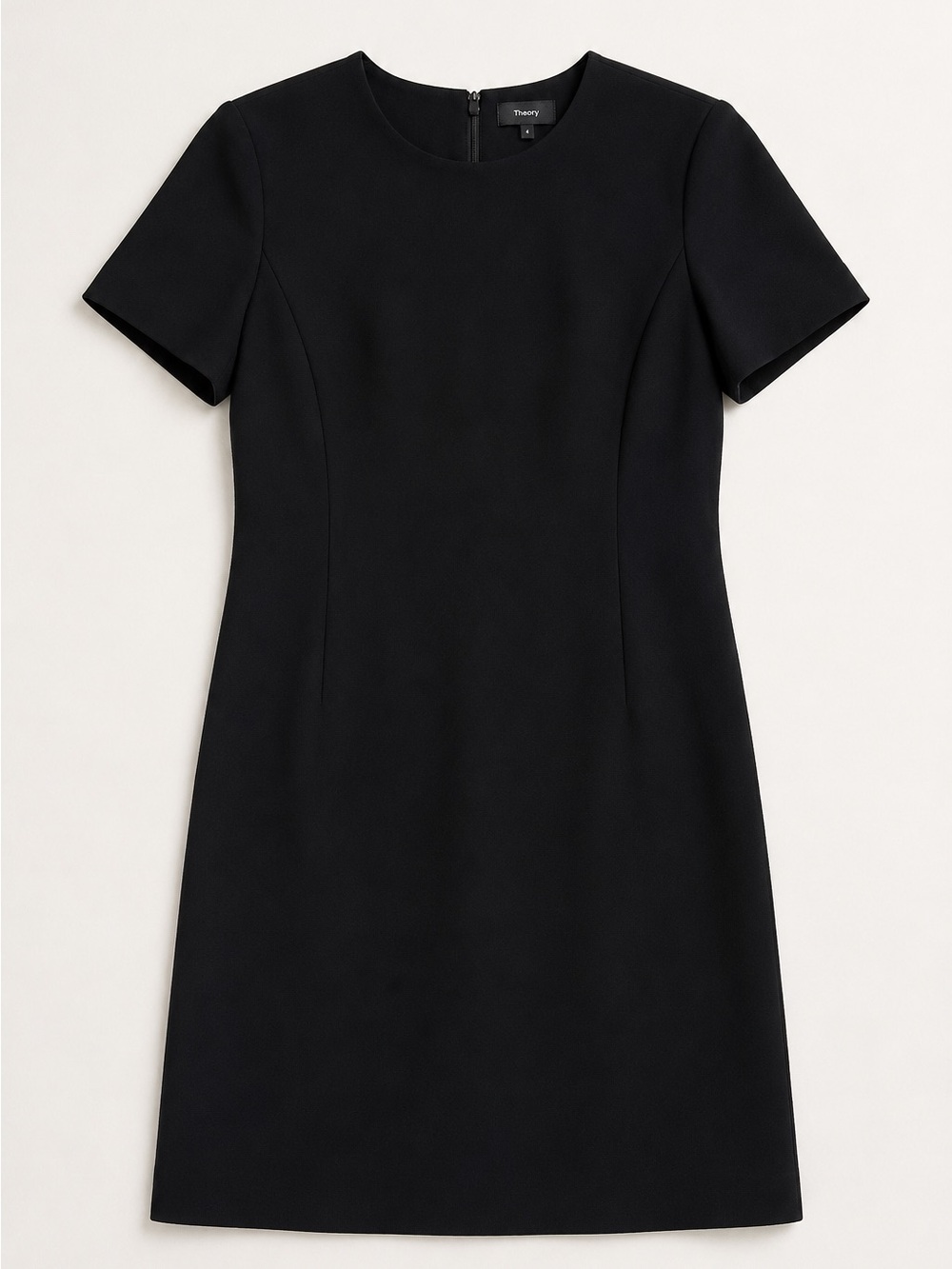 NWOT Theory | Jatinn Modern Crepe Black Shift Dress Minimalist Career Size 4 - Picture 2 of 9